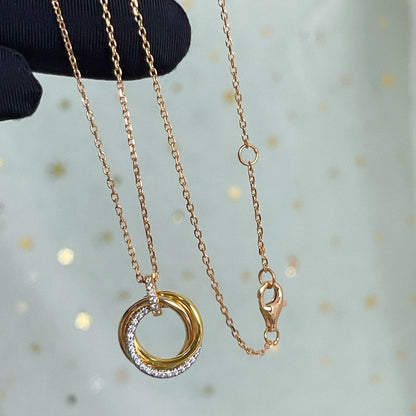 LUXEIFY TRINITY NECKLACE SILVER GOLD PINK GOLD DIAMONDS