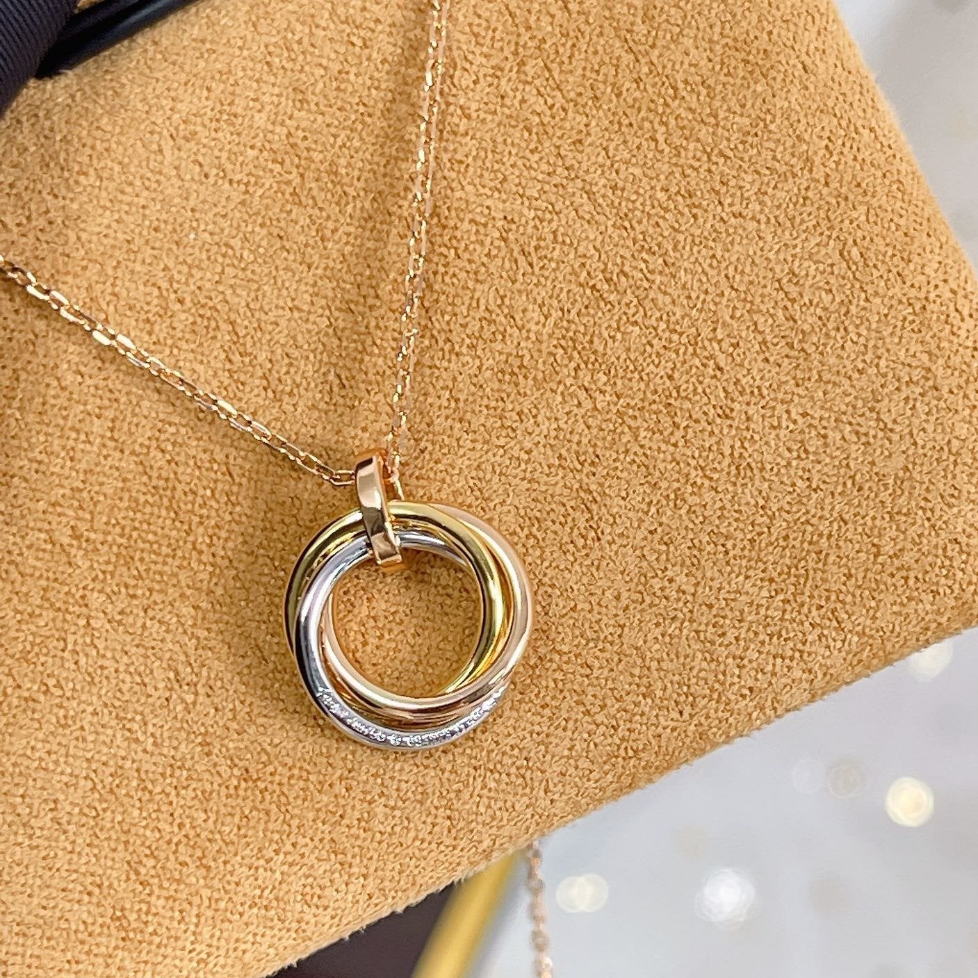LUXEIFY TRINITY NECKLACE SILVER GOLD PINK GOLD DIAMONDS