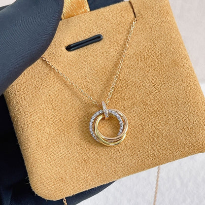 LUXEIFY TRINITY NECKLACE SILVER GOLD PINK GOLD DIAMONDS