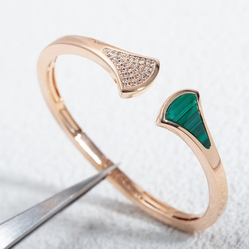 LUXEIFY DREAM BRACELET OPEN MALACHITE PINK GOLD