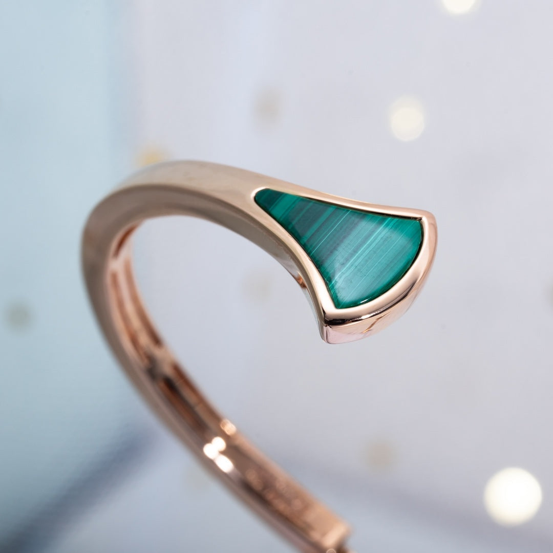 LUXEIFY DREAM BRACELET OPEN MALACHITE PINK GOLD