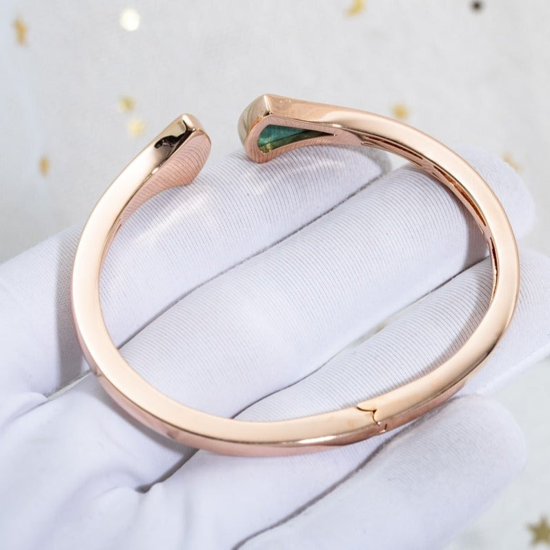 LUXEIFY DREAM BRACELET OPEN MALACHITE PINK GOLD