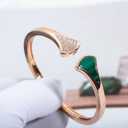 LUXEIFY DREAM BRACELET OPEN MALACHITE PINK GOLD