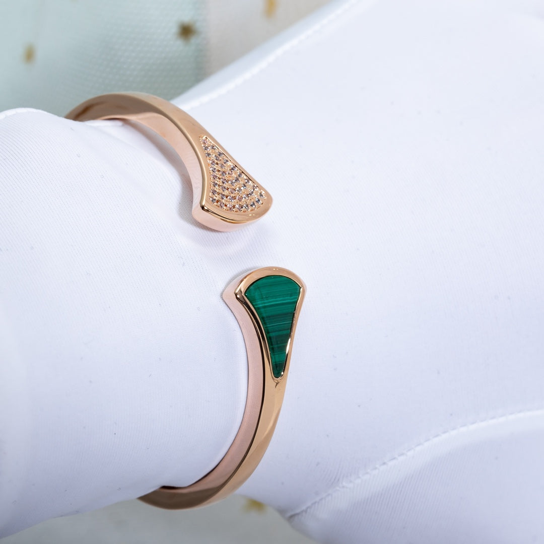 LUXEIFY DREAM BRACELET OPEN MALACHITE PINK GOLD