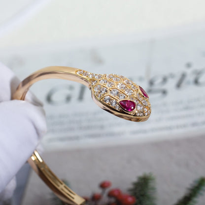 LUXEIFY SERPENTI BRACELET PINK GOLD DIAMOND DOUBLE SNAKE