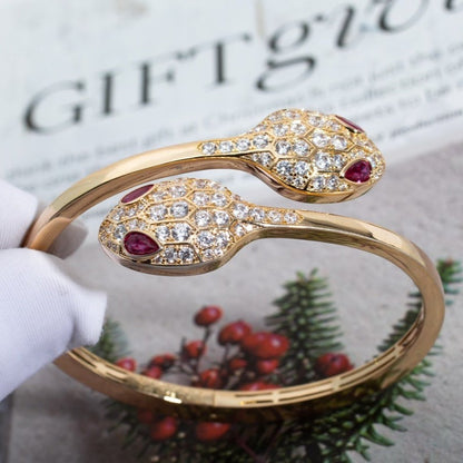 LUXEIFY SERPENTI BRACELET PINK GOLD DIAMOND DOUBLE SNAKE