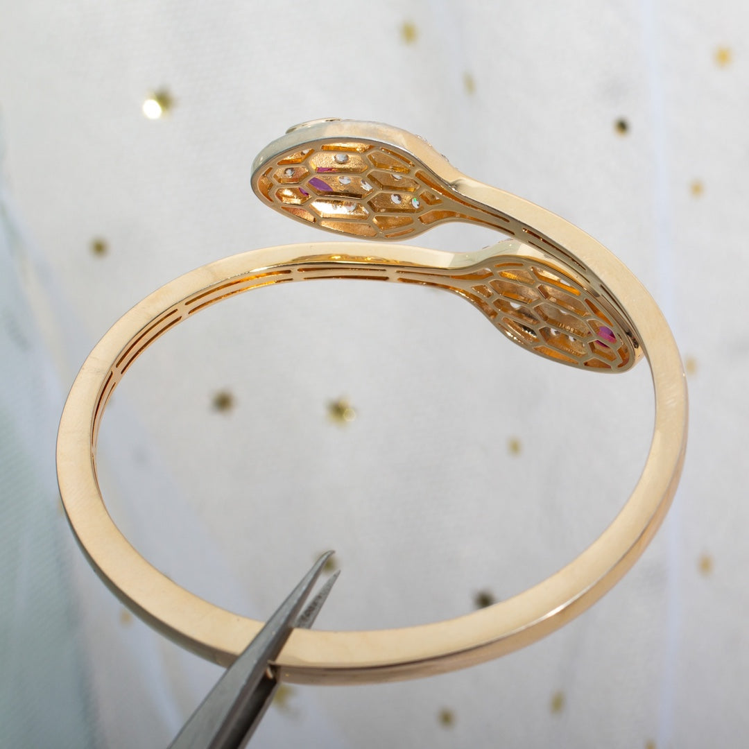 LUXEIFY SERPENTI BRACELET PINK GOLD DIAMOND DOUBLE SNAKE