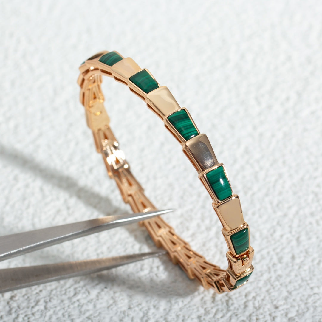 LUXEIFY SERPENTI BRACELET PINK GOLD MALACHITE
