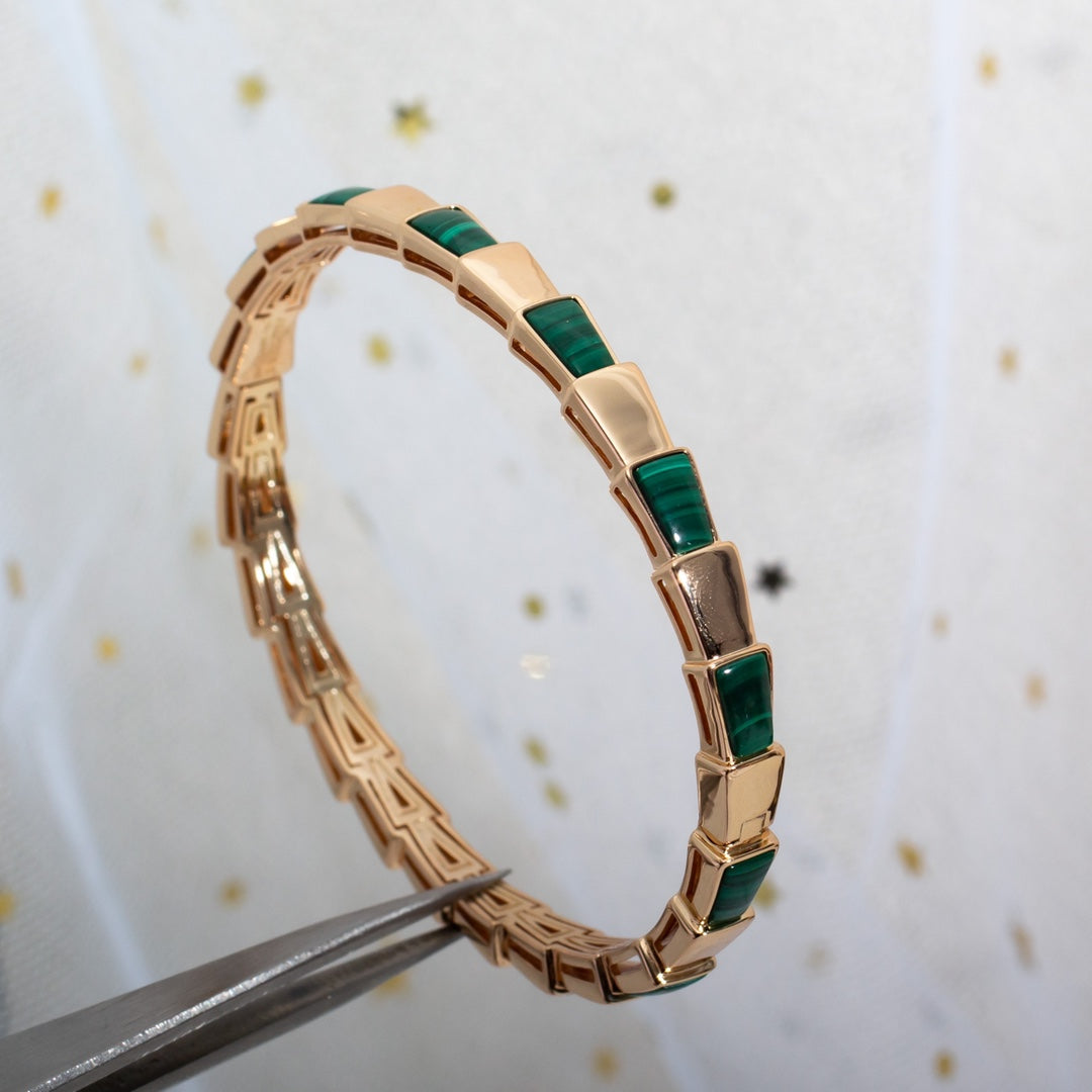 LUXEIFY SERPENTI BRACELET PINK GOLD MALACHITE