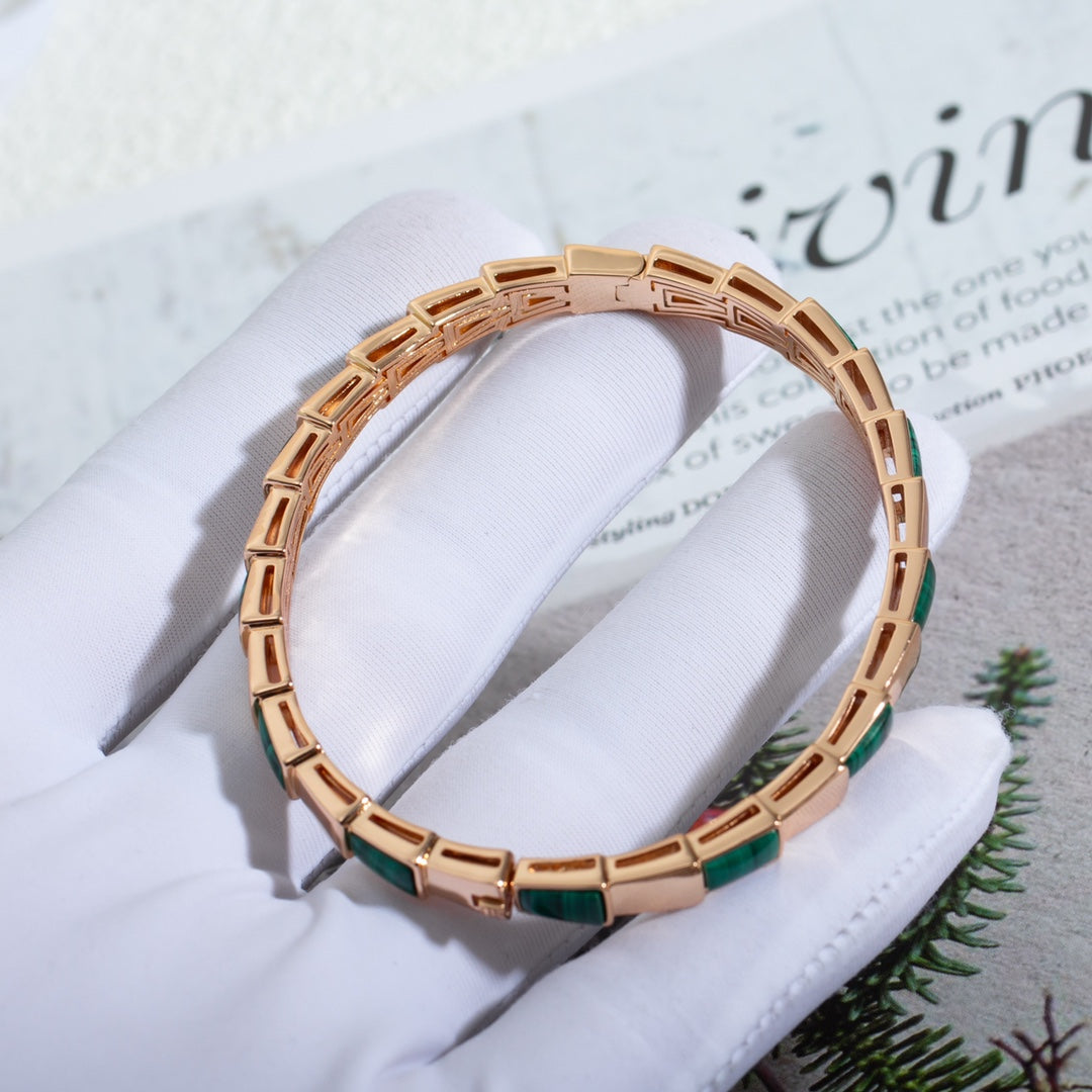LUXEIFY SERPENTI BRACELET PINK GOLD MALACHITE