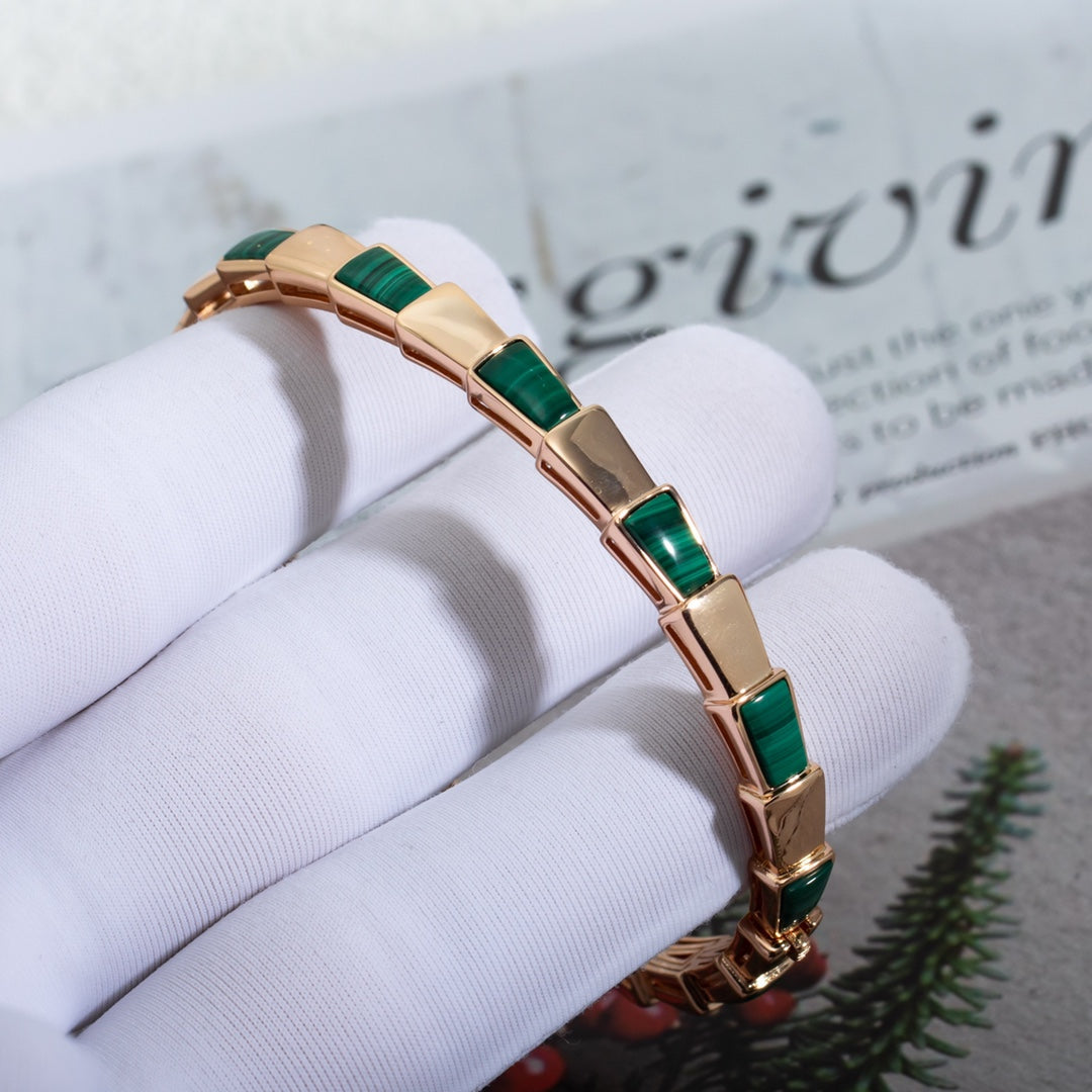 LUXEIFY SERPENTI BRACELET PINK GOLD MALACHITE