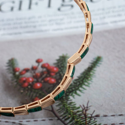 LUXEIFY SERPENTI BRACELET PINK GOLD MALACHITE