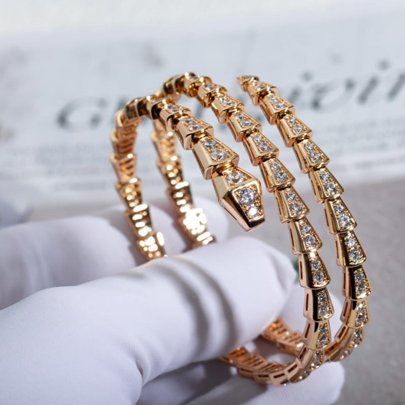 LUXEIFY SERPENTI BRACELET PINK GOLD DIAMOND DOUBLE ROW