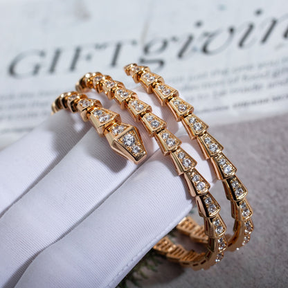 LUXEIFY SERPENTI BRACELET PINK GOLD DIAMOND DOUBLE ROW