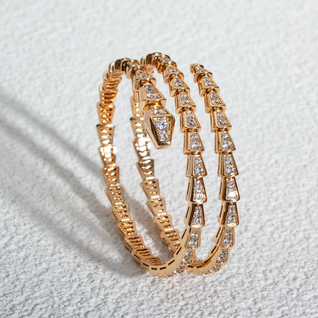 LUXEIFY SERPENTI BRACELET PINK GOLD DIAMOND DOUBLE ROW