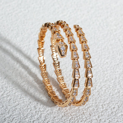 LUXEIFY SERPENTI BRACELET PINK GOLD DIAMOND DOUBLE ROW