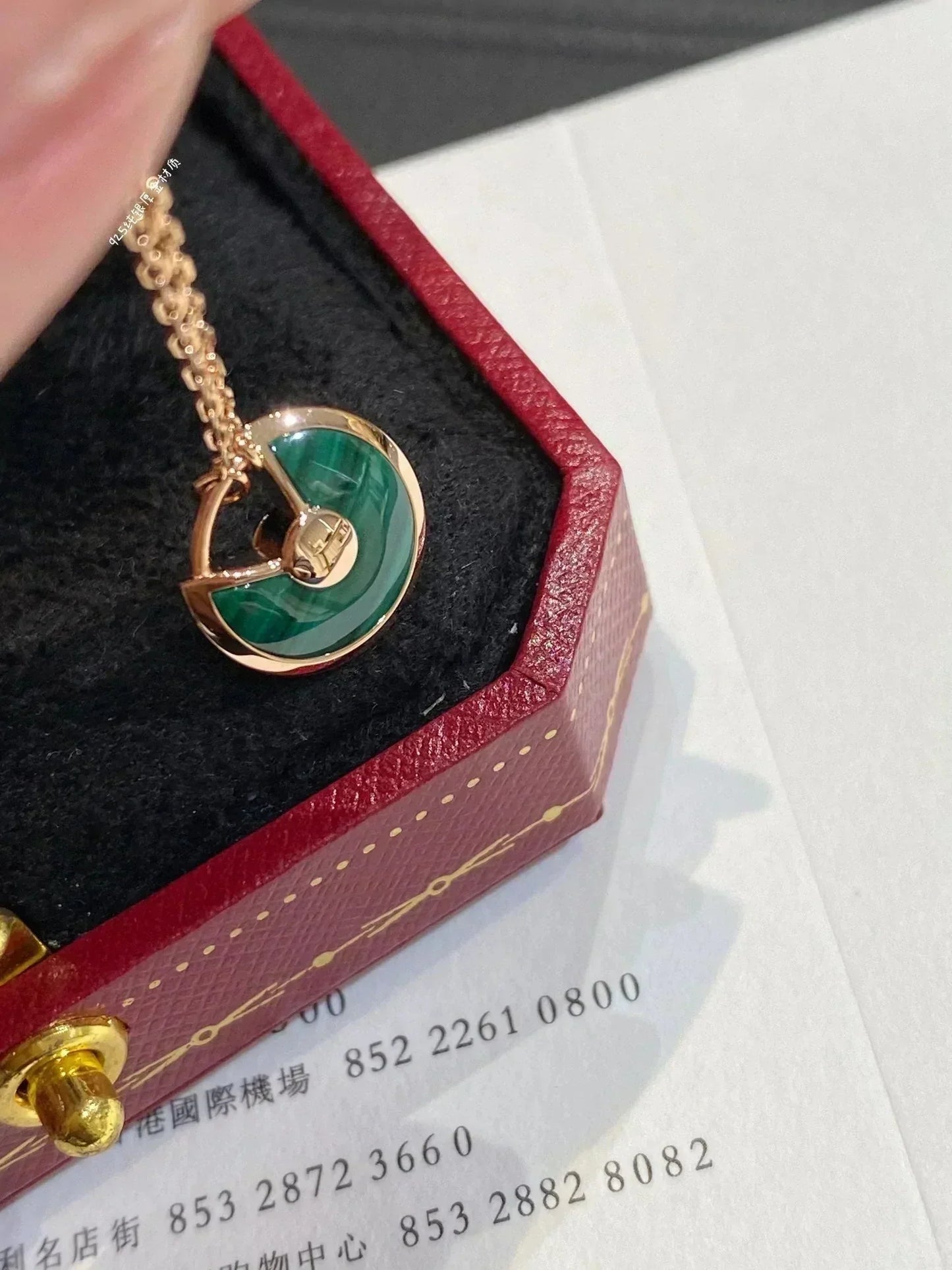 LUXEIFY AMULETTE ROSE GOLD MALACHITE NECKLACE