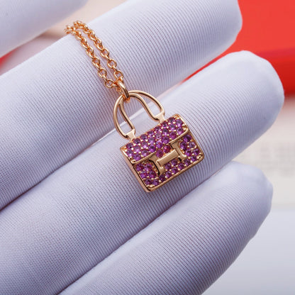 LUXEIFY CONSTANCE PEDANT PURPLE DIAMOND NECKLACE