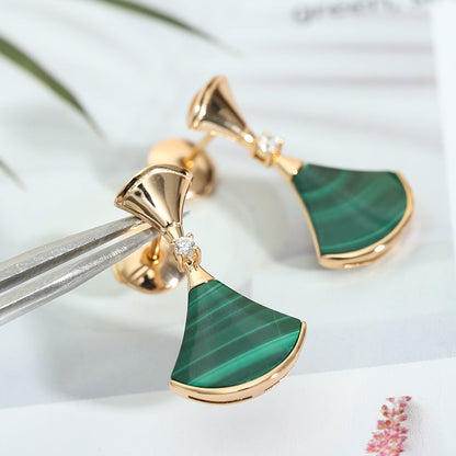 LUXEIFY DREAM MALACHITE PINK GOLD EARRINGS