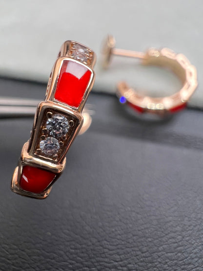 LUXEIFY SERPENTI CARNELIAN PINK GOLD EARRINGS
