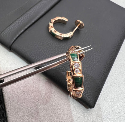 LUXEIFY SERPENTI MALACHITE PINK GOLD EARRINGS