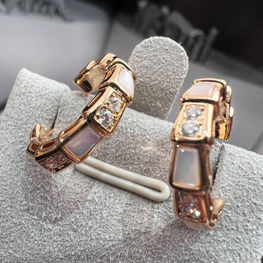 LUXEIFY SERPENTI MOP PINK GOLD EARRINGS