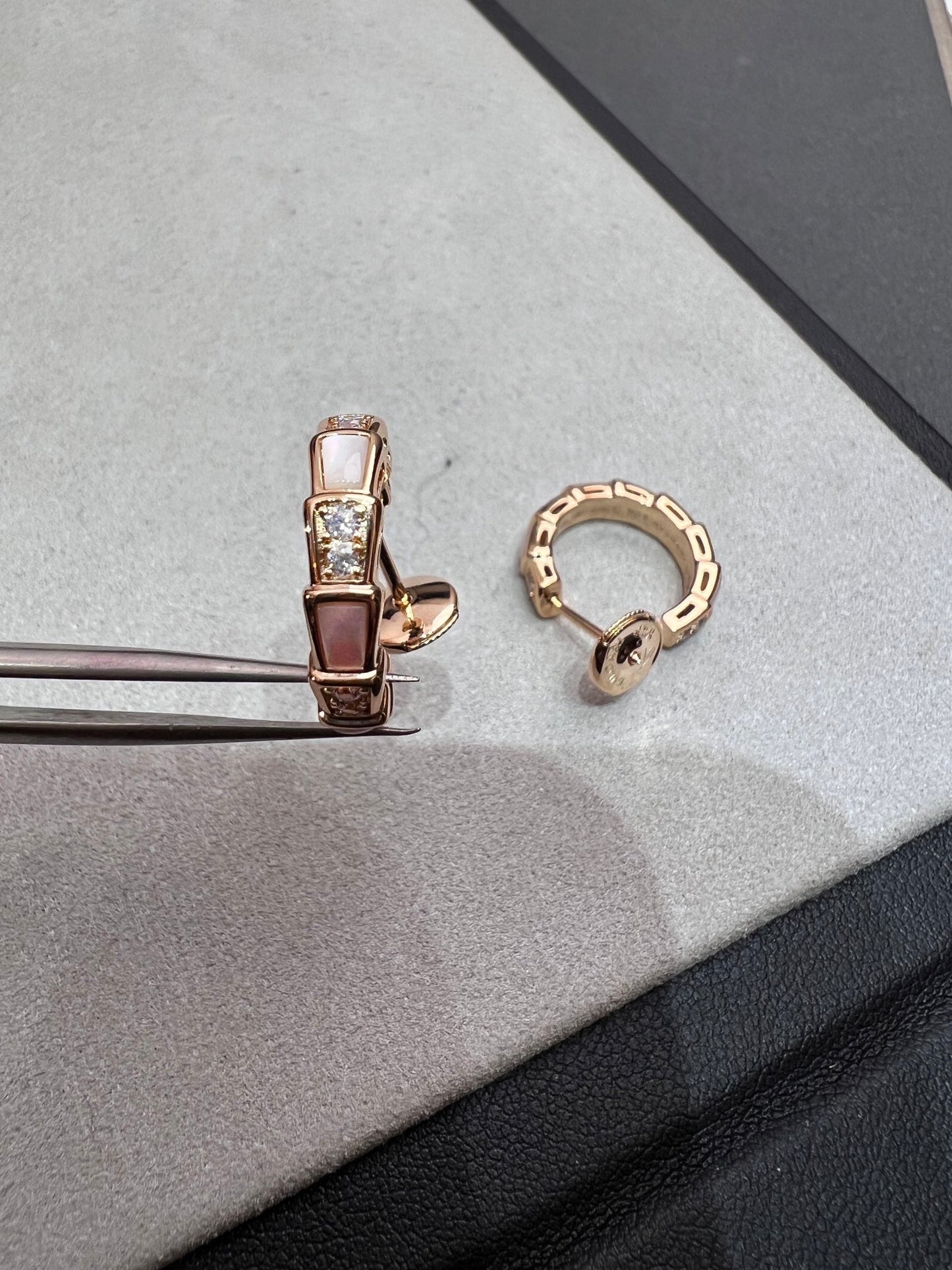 LUXEIFY SERPENTI MOP PINK GOLD EARRINGS