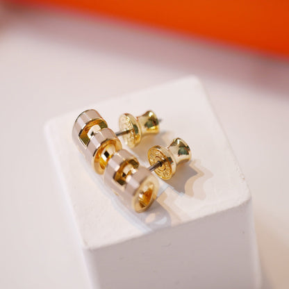 LUXEIFY MINI POP H GOLD EARRINGS GREY