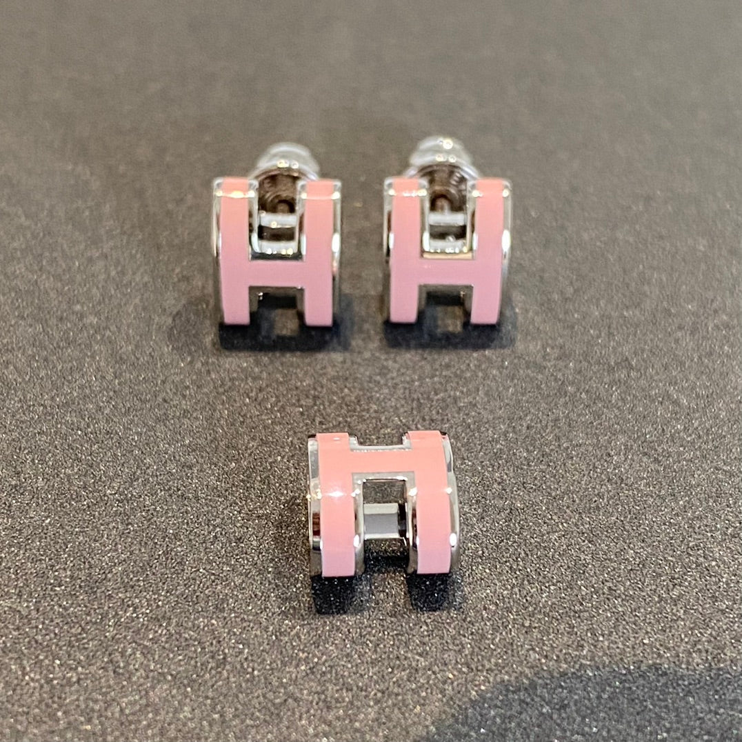 LUXEIFY MINI POP H SILVER EARRINGS PINK
