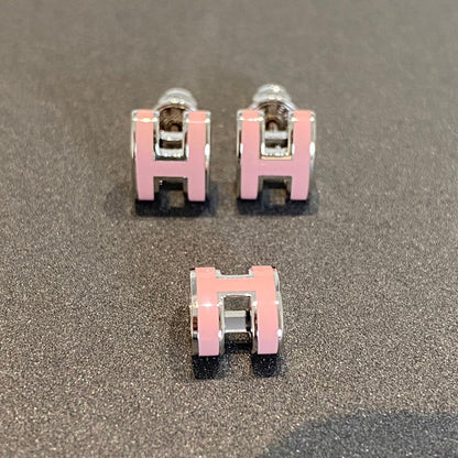 LUXEIFY MINI POP H SILVER EARRINGS PINK