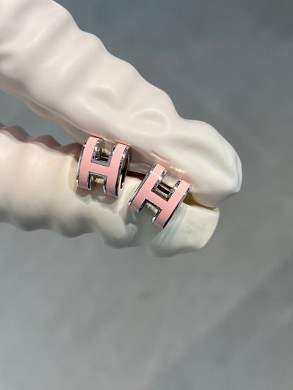 LUXEIFY MINI POP H SILVER EARRINGS PINK