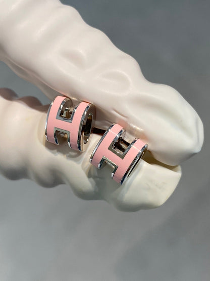 LUXEIFY MINI POP H SILVER EARRINGS PINK
