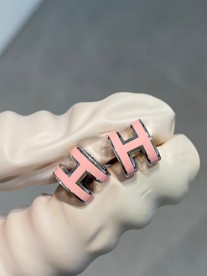 LUXEIFY MINI POP H SILVER EARRINGS PINK