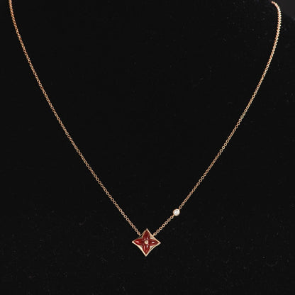LUXEIFY STAR NECKLACE PINK GOLD 1 DIAMOND