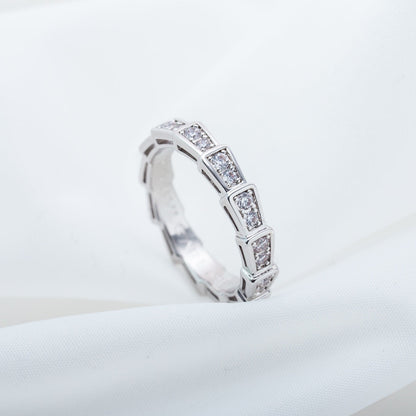 LUXEIFY SERPENTI RING SILVER DIAMOND PAVED 3MM