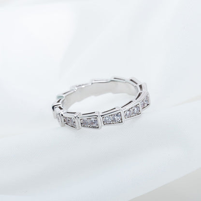 LUXEIFY SERPENTI RING SILVER DIAMOND PAVED 3MM