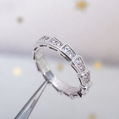 LUXEIFY SERPENTI RING SILVER DIAMOND PAVED 3MM