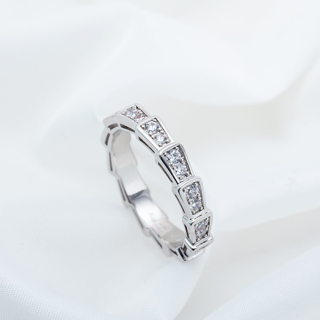 LUXEIFY SERPENTI RING SILVER DIAMOND PAVED 3MM
