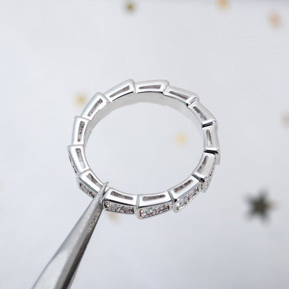 LUXEIFY SERPENTI RING SILVER DIAMOND PAVED 3MM