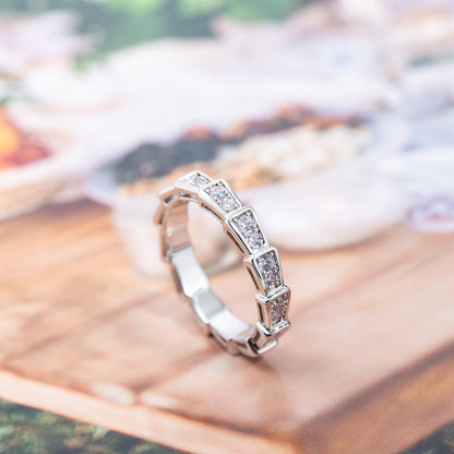 LUXEIFY SERPENTI RING SILVER DIAMOND PAVED 3MM