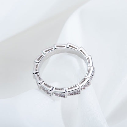 LUXEIFY SERPENTI RING SILVER DIAMOND PAVED 3MM