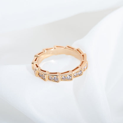 LUXEIFY SERPENTI RING PINK GOLD DIAMOND PAVED 3MM
