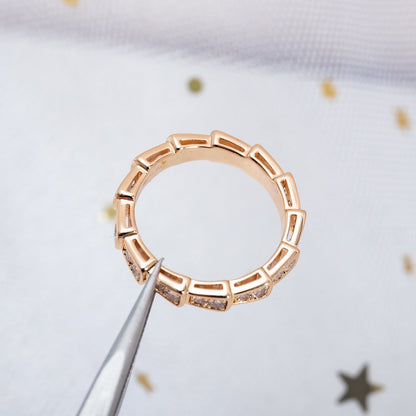 LUXEIFY SERPENTI RING PINK GOLD DIAMOND PAVED 3MM