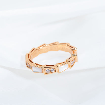 LUXEIFY SERPENTI RING PINK GOLD DIAMOND MOP 3MM