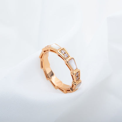 LUXEIFY SERPENTI RING PINK GOLD DIAMOND MOP 3MM