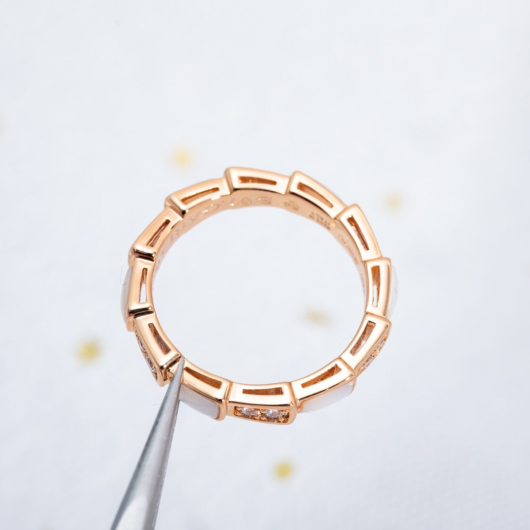 LUXEIFY SERPENTI RING PINK GOLD DIAMOND MOP 3MM