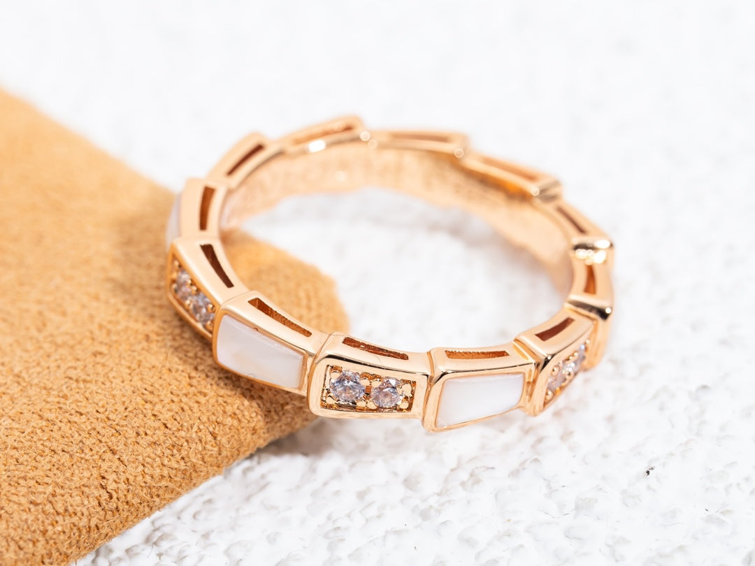LUXEIFY SERPENTI RING PINK GOLD DIAMOND MOP 3MM