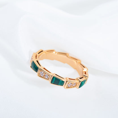 ANILLO LUXEIFY SERPENTI ORO ROSA MALAQUITA DIAMANTE 3MM