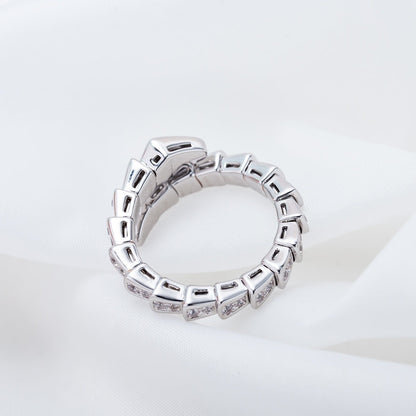 LUXEIFY SERPENTI RING SILVER DIAMOND PAVED 4MM