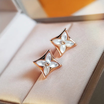 LUXEIFY STAR MOP PINK GOLD EARRINGS